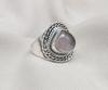 Rose Quartz 925 Sterling Silver Ring: Handmade Boho Cabochon Jewelry
