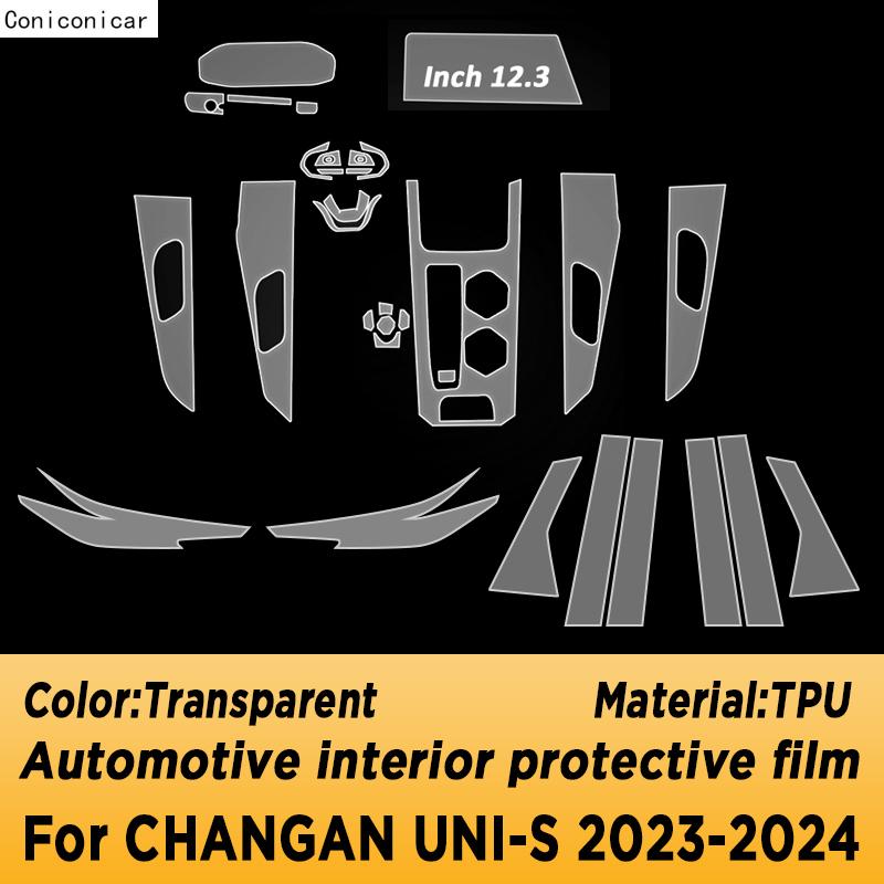 Pro CHANGAN UNI-S 2024 unis Vnitřek vozu Středová konzole Průhledná TPU Ochranná fólie Proti poškrábání Příslušenství