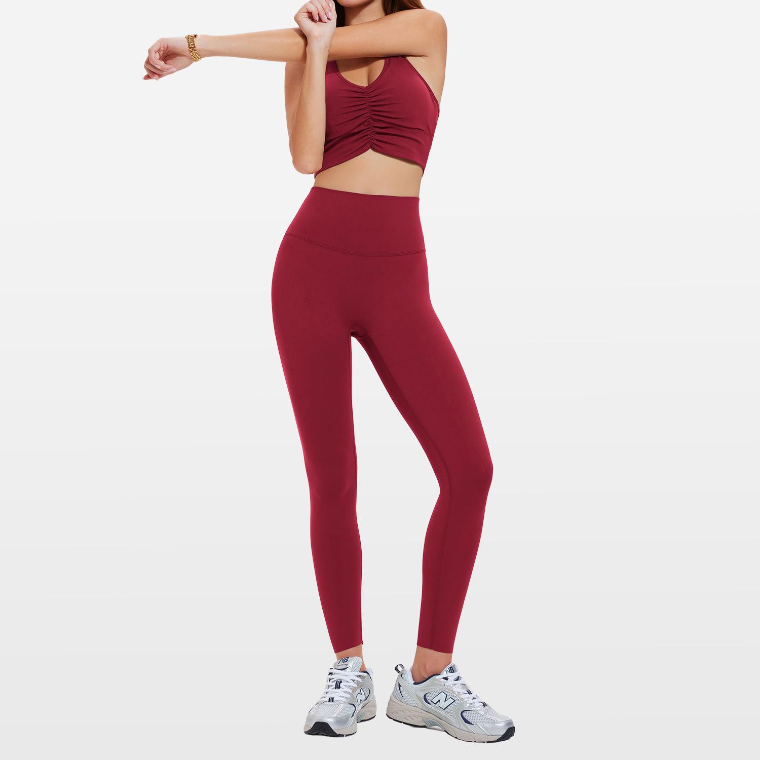 

Women s High Waist Abdomen Control Hip Lift Quick Dry Fitness Leggings Sports Vest Yoga Set L