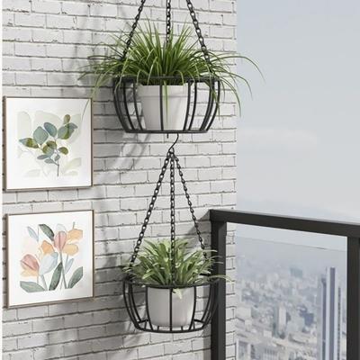 Round Rope Hanger Flower Pot Iron Flower Pot Holder Pot Tray Plant Hanger  Garden