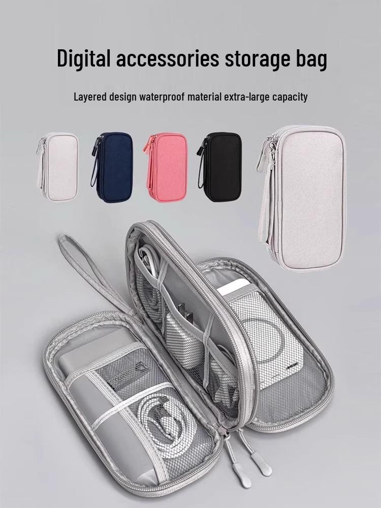 

Portable Travel Essential: Data Cable, Power Bank, and Earphone Storage Bag