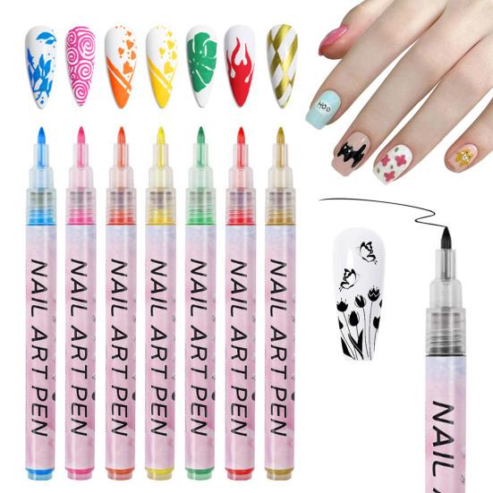12 Colors Nail Art Pen Set Gel Painting Liner Pen Waterproof Quick Dry DIY Nail Marker Graffiti Dot Gel Pencil for Home Salon