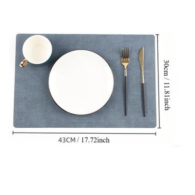 Leather Table Place Mats,Dual-Sided Cloth Pattern Rectangle Placemats for Dining Table Heat-Resistant Waterproof Mats, Placemats