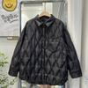 Winter new shirt collar pressed down jacket women's literary and leisure rhombus white duck down warm bread jacket