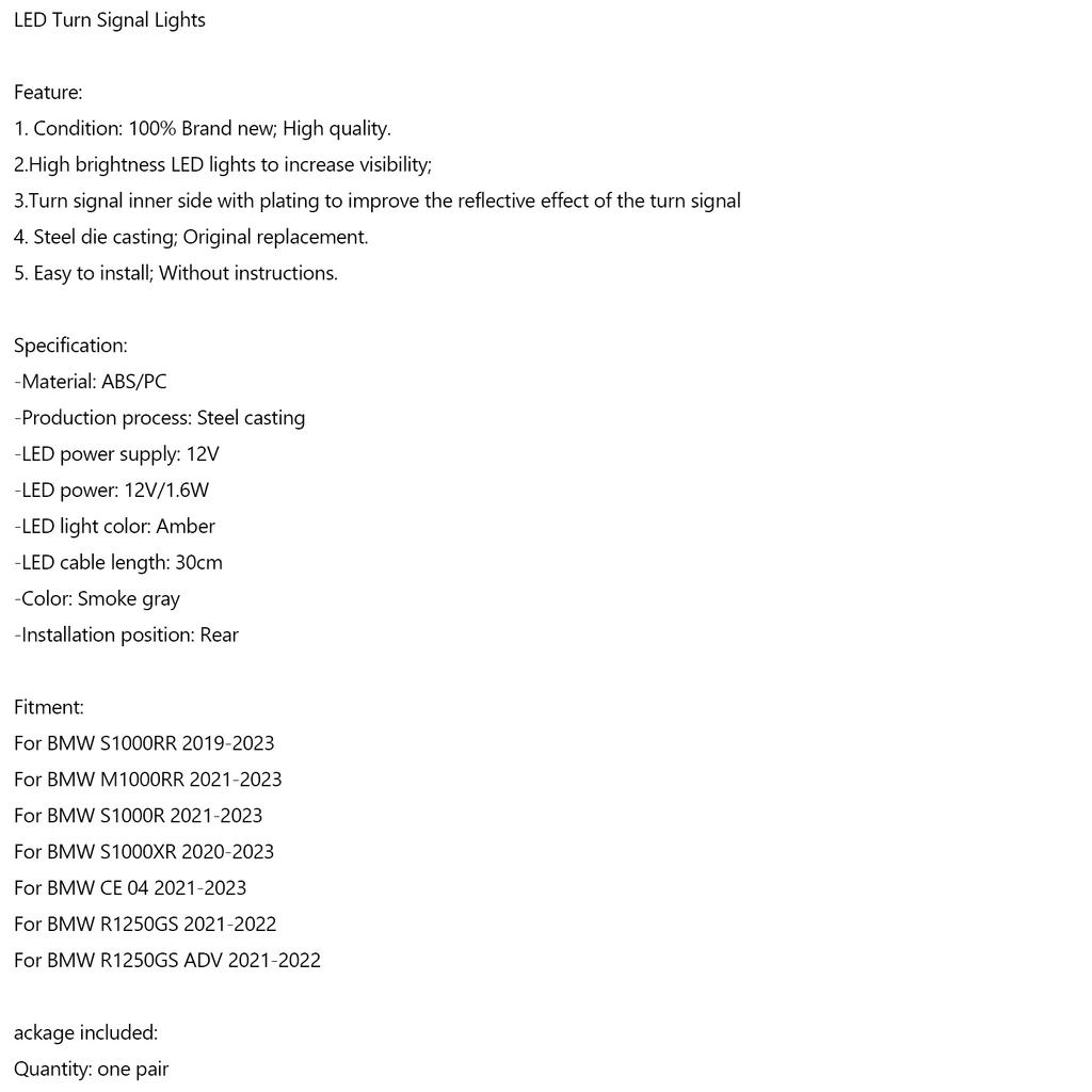 Led Turn Signal Lights For Bmw S1000Xr S1000R R1250Gs Adv Ce 04 2020-2023