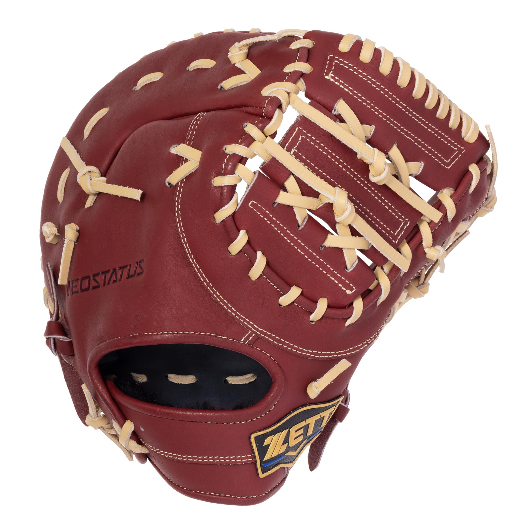 ZETT Neo Status Юношеская перчатка для софтбола, первая база, бордово-коричневый x пастельный, BJF702613N, для правши, коричневая,