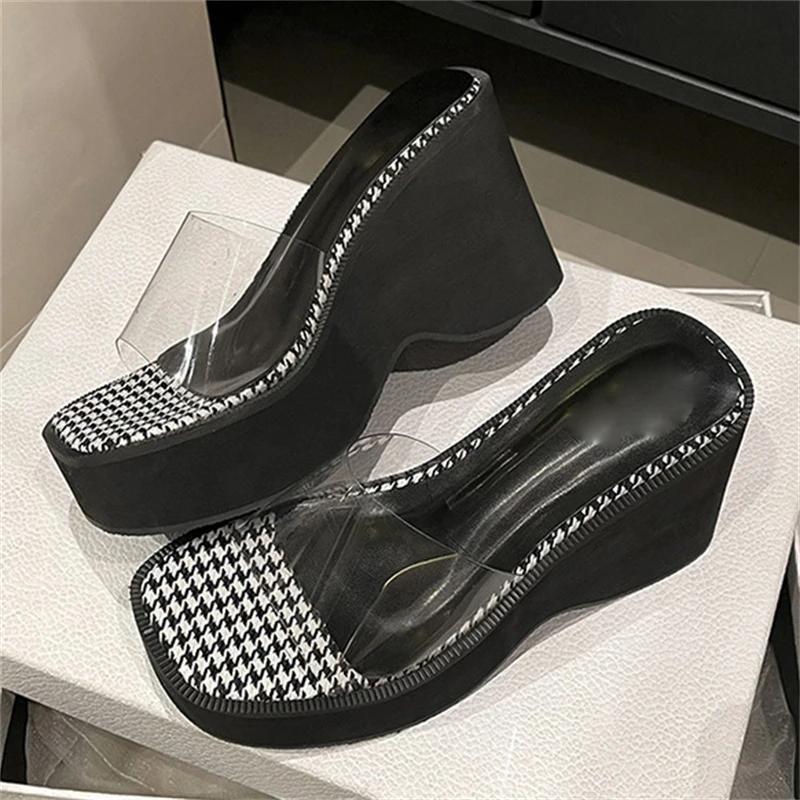 Fashion Eilyken Summer Street Style Platform Wedges Women Slippers Fashion PVC Transparentm Heels Shoes Zapatos De Mujer