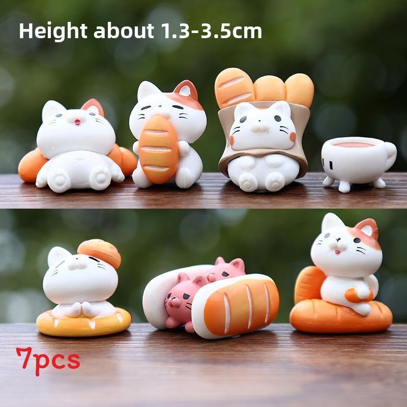 

Cute Micro Landscape Bread Cat Figurine Creative Decor Mini Desktop Vehicle Accessory Gift For All Ages