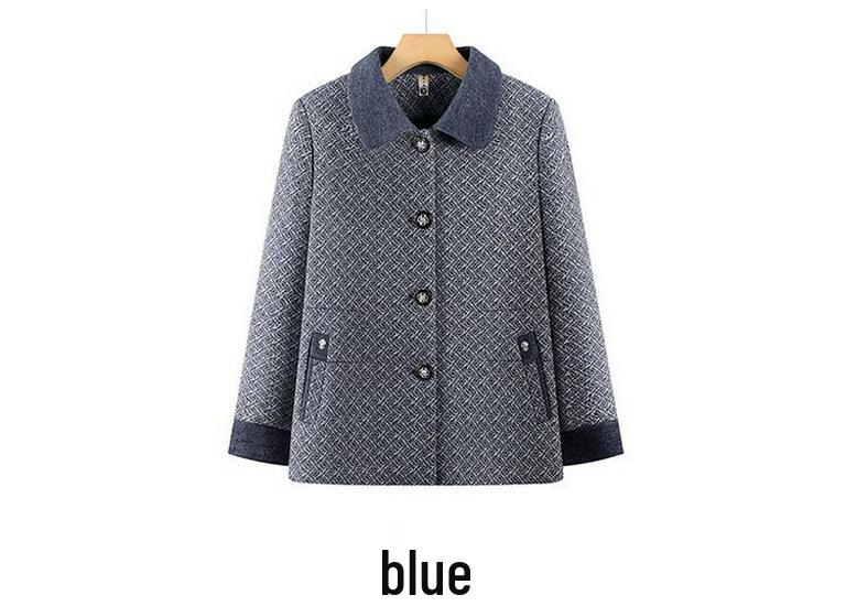 Spring Coat for Middle-Aged and Elderly Women, Lapel Design, Suitable for 60 to 80-Year-Olds, Ideal for Spring and Autumn