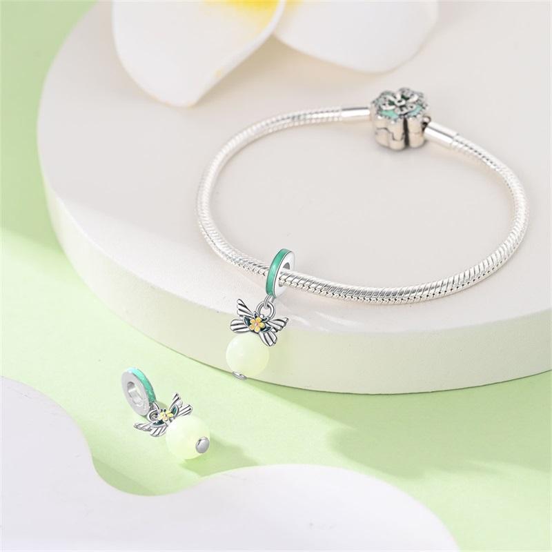 New 100% Copper Nightglow Butterfly Heart-Shaped Gem Charms Bead Fit Qikaola Original Bracelet Diy Birthday Jewelry