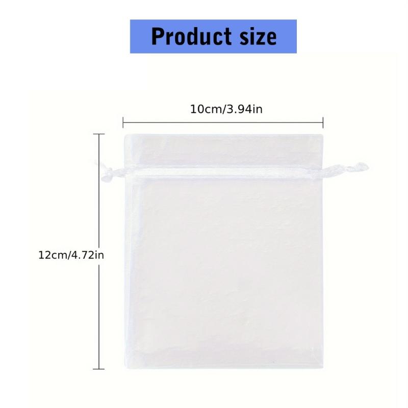 50pcs Mesh Fabric Bags for Organizing Accessories Transparent Polyester Packing Bags Storage Pouch with Drawstring