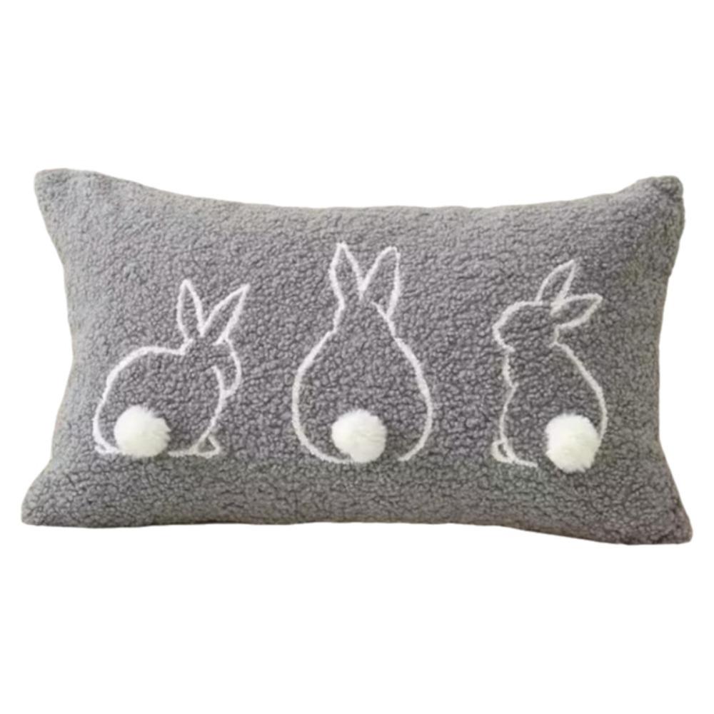 Hidden Zipper Rabbit Pillow Case Plush Pillowslip Cartoon Easter Bunny Pillow Cover  Holiday