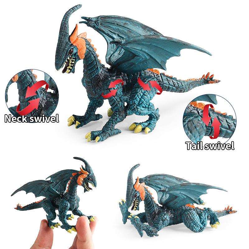 Oenux 4PCS/Set Flying Magic Dragon Rotatable Monsters Dinosaurs Animals Toy Action Figures Model PVC Collection Kids X-mas Gift