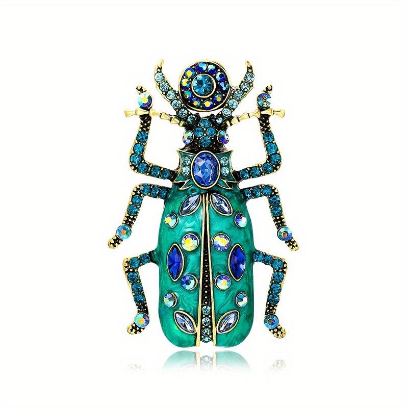 Men Women Enamel Scarab Brooch Fashion Insect Rhinestone Pin Beetle Badge Accessories