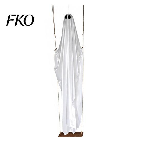 Holiday Garden Decor Hanging Swinging Ghost Halloween Decoration, LED Light Up Large Spooky Funny Yard Art with Remote Control for Outside Porch Tree,