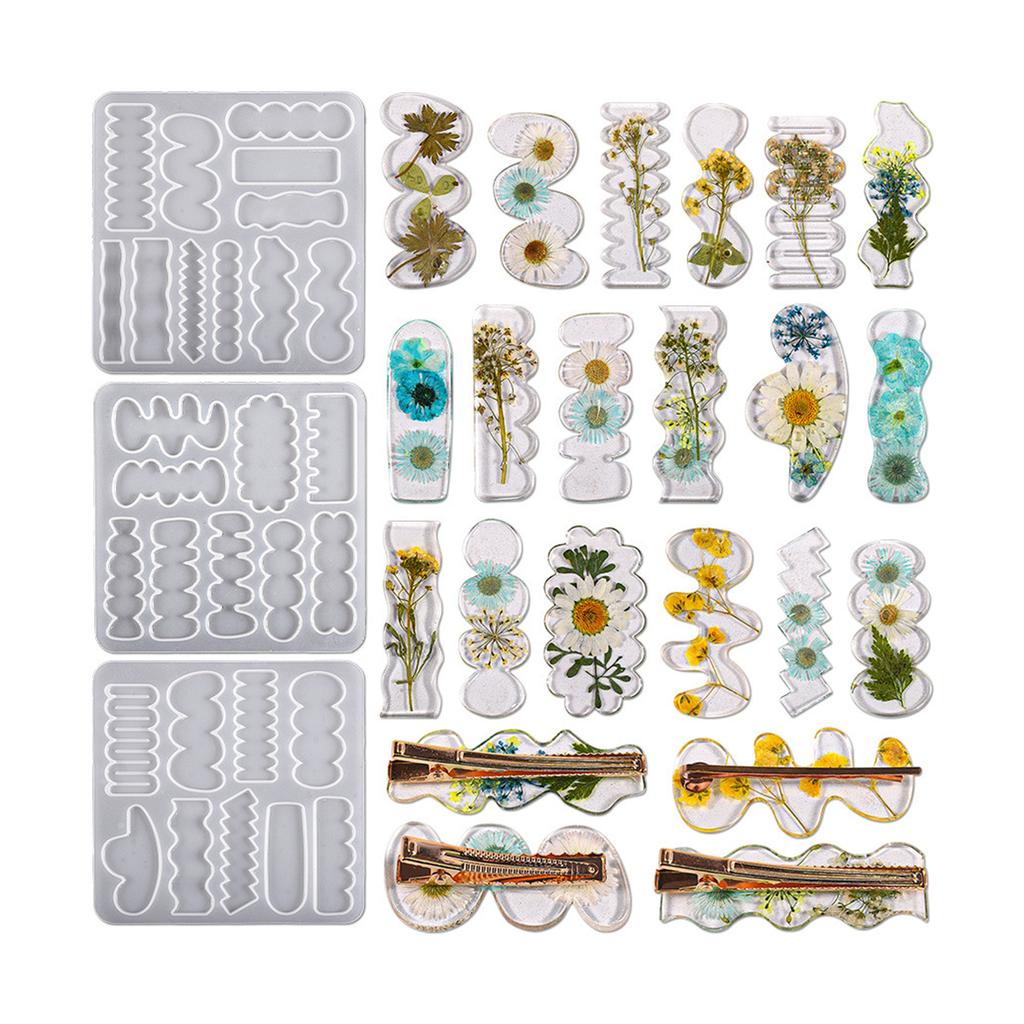 Silicone Hairpin Resin Molds, Hair Clip Clamps Models Hair Clips Silicone Resin Jewelry DIY Hand Making Hair Clip Mold