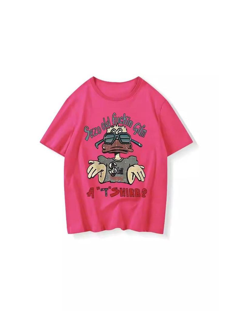 Unisex Oversized Retro Cotton T-Shirt – Short Sleeve Trendy Top for Couples