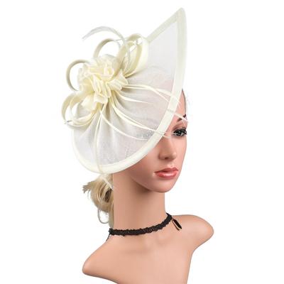 Transparent Mesh Hair Band Fascinator Hat Flower Feather Tea Party Hairband For Women Elegant Nightclub Hair Accessories