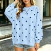 Women's Casual Loose Fit Long Sleeve Polka Dot Pullover Shirt