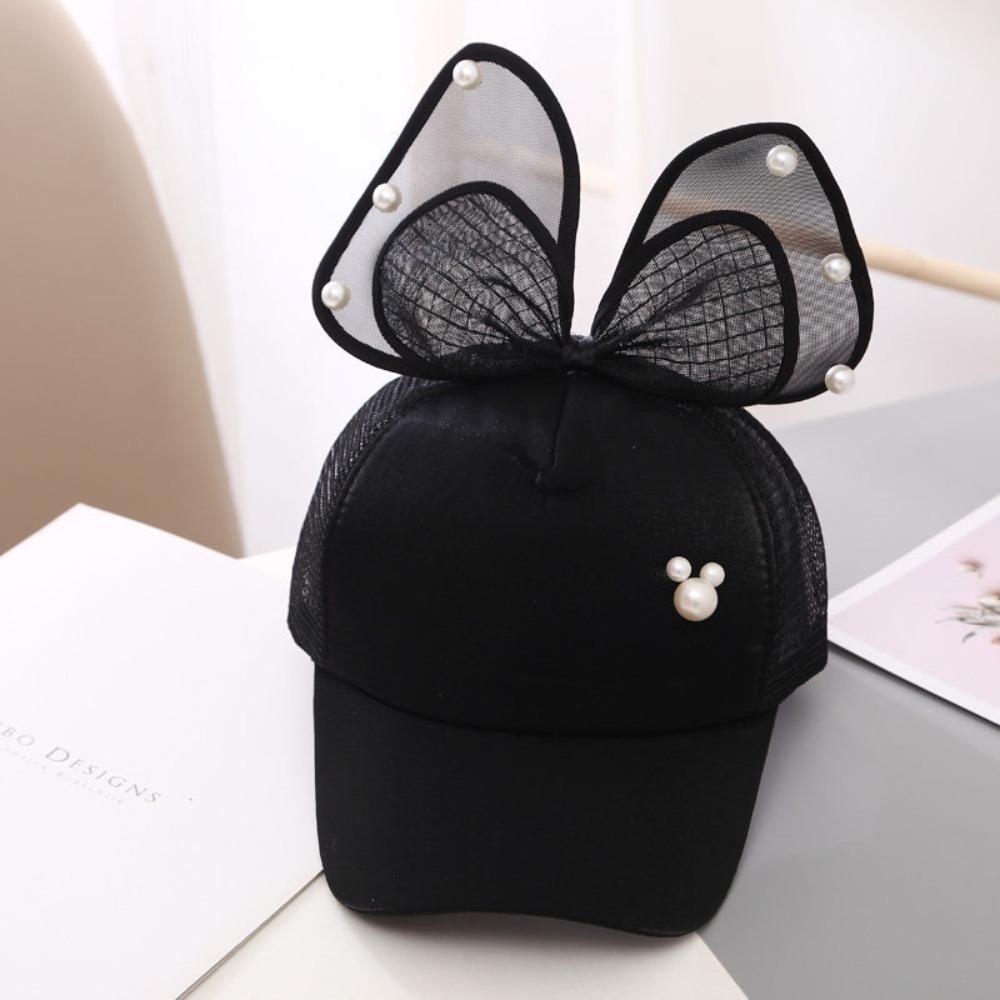 Mesh Breathable Kids Sun Hat Big Bowknot Children Peaked Caps Cute Girls Baseball Cap