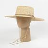 Stylish UPF50+ Wide Brim Straw Sun Hat RB with Metal Frame & Adjustable Chin Strap - Foldable Summer Beach Hat for Women