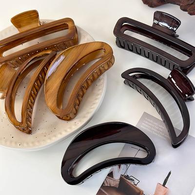 Retro Akrylowa Duża Klamra do Włosów w Kolorze Żółwia Moda Puste Półksiężyce Spinki Żabki Damski Temperament Spinki do Włosów Opaski