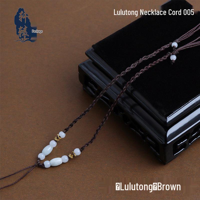 Adjustable Red Rope Jade Pendant Necklace for Men & Women with Round Beads - Semi-finished