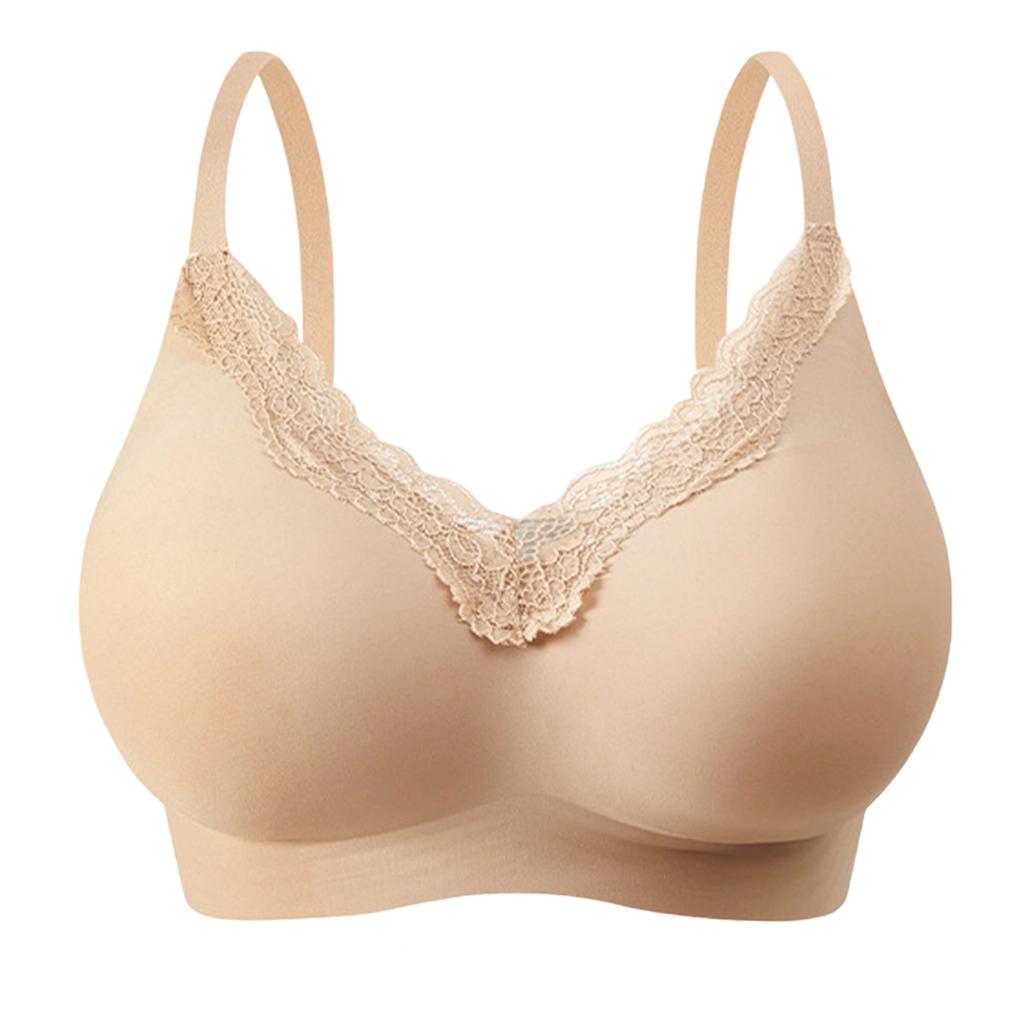 Women's French Floral Expansion Bra, Women's Gathering Sweet Lace Edge Without Steel Ring Bra