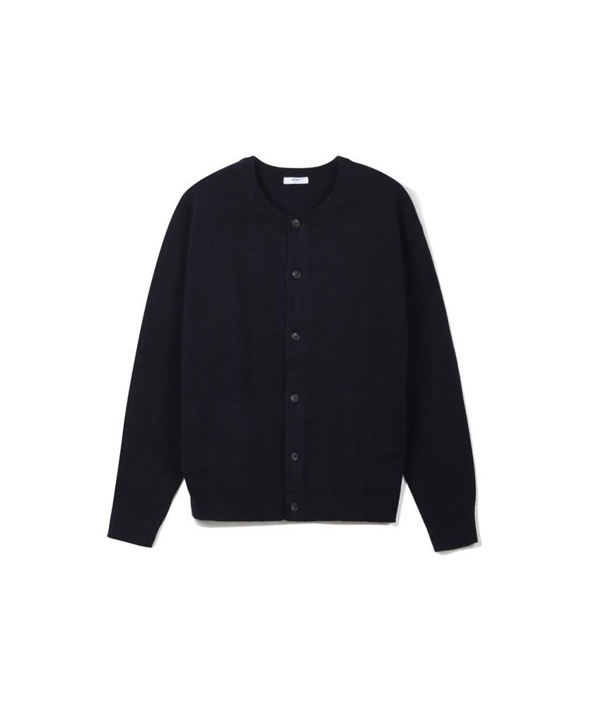 Notig Wool Blend Round Button Cardigan Navy_Okw2Swcd201N1