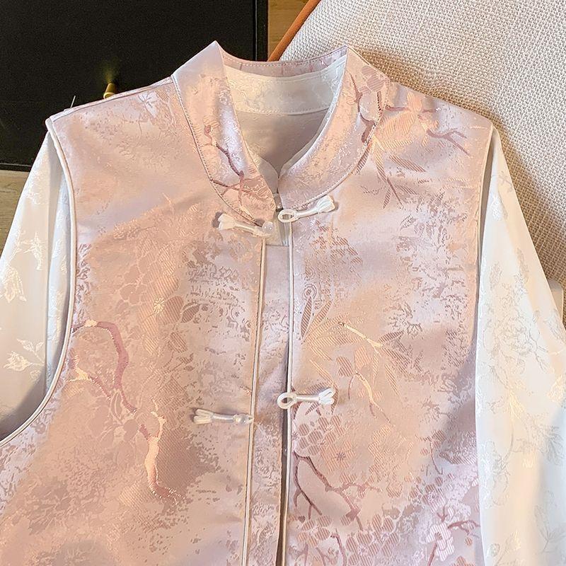 Jacquard vest haute ladies loose top stand-up collar vest early vest tide