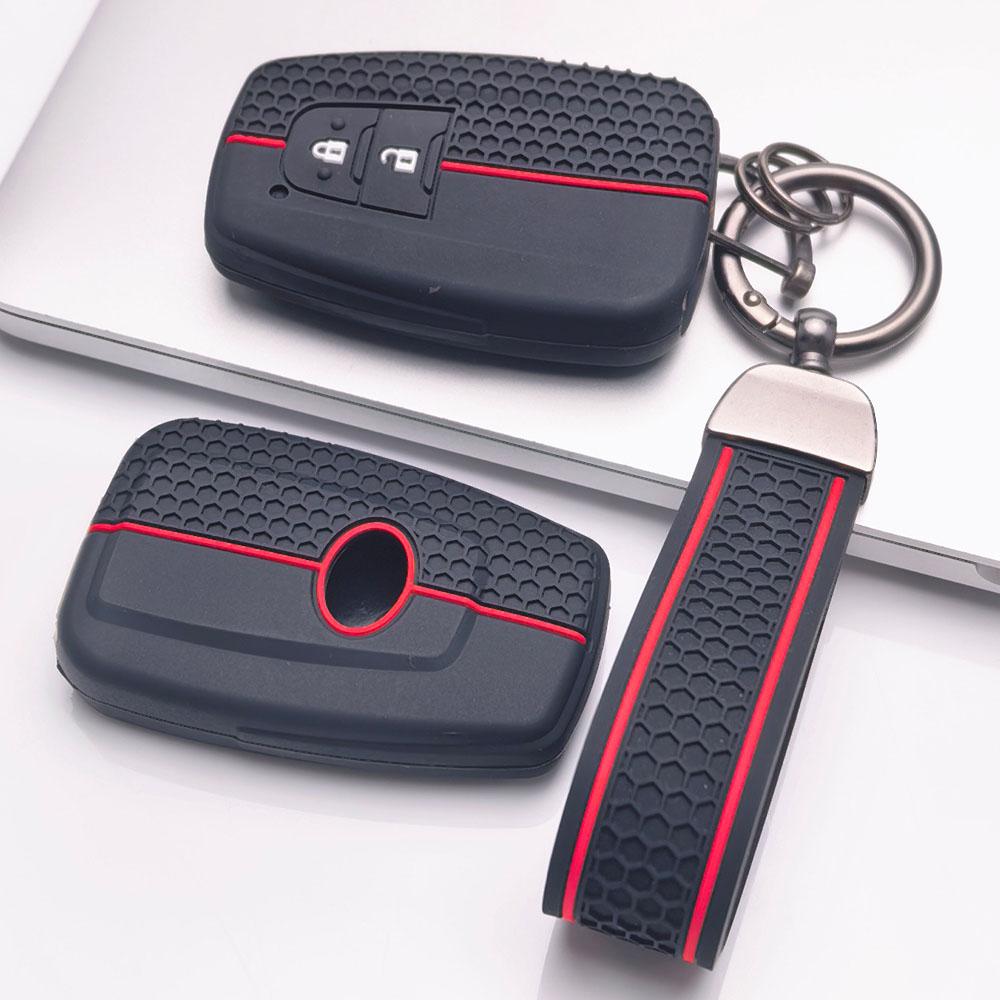 Silicone Car Key Fob Cover with Matching Keychain Compatible with Toyota Corolla Camry RAV4 Highlander Avalon, Fits Toyota Corolla Camry RAV4 Prius