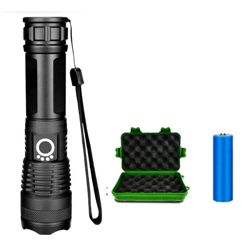 P50 Waterproof Zoomable Flashlight with Power Display and Multi-Function Lighting