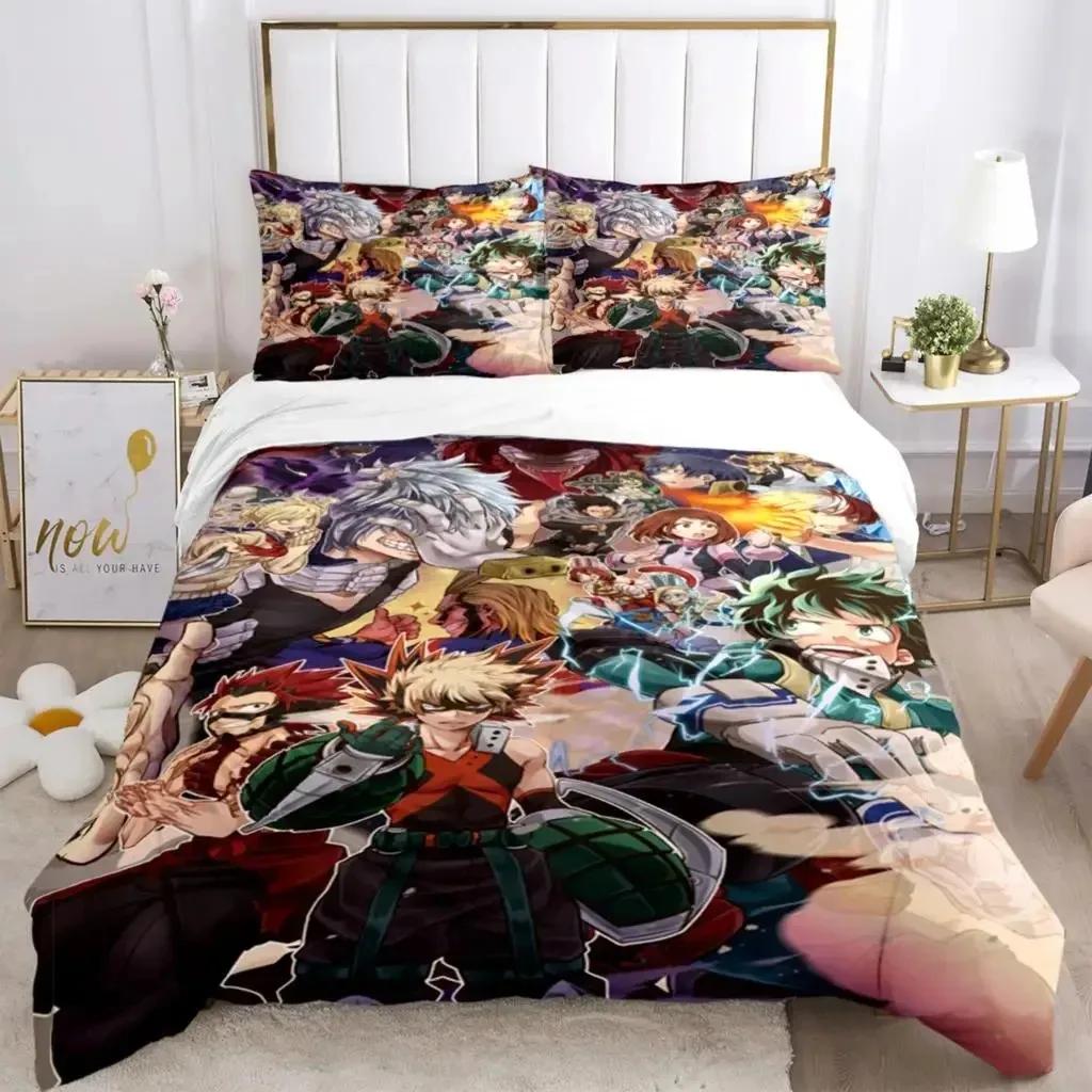 Fashion My Hero 3D Anime Print Thre Piece Beding Set Fashion Young Boys Or Adult Peoples For Beds Comfortable Quilt Covers Pilowcases Beding Set Gift