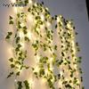 Blumen-grüne Blatt-Lichterkette, künstliche Weinrebe, Lichterkette, USB-betrieben, Weihnachtsbaum-Girlande, Licht zum Jäten, Heimdekoration