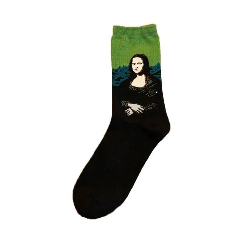 Nové trendy ponožky Mona Lisa Pánské ponožky Osobnost Literatura a umění Retro Olejomalba Hvězdná obloha Bavlna V tubě