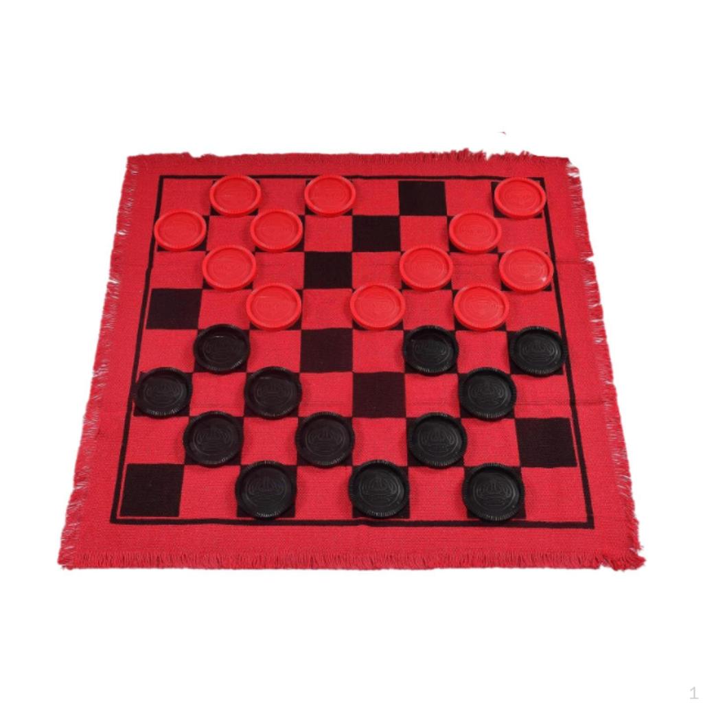 Checkers Board Game Set Draughts 3 in 1 Indoor Outdoor Yard Tic TAC Toe