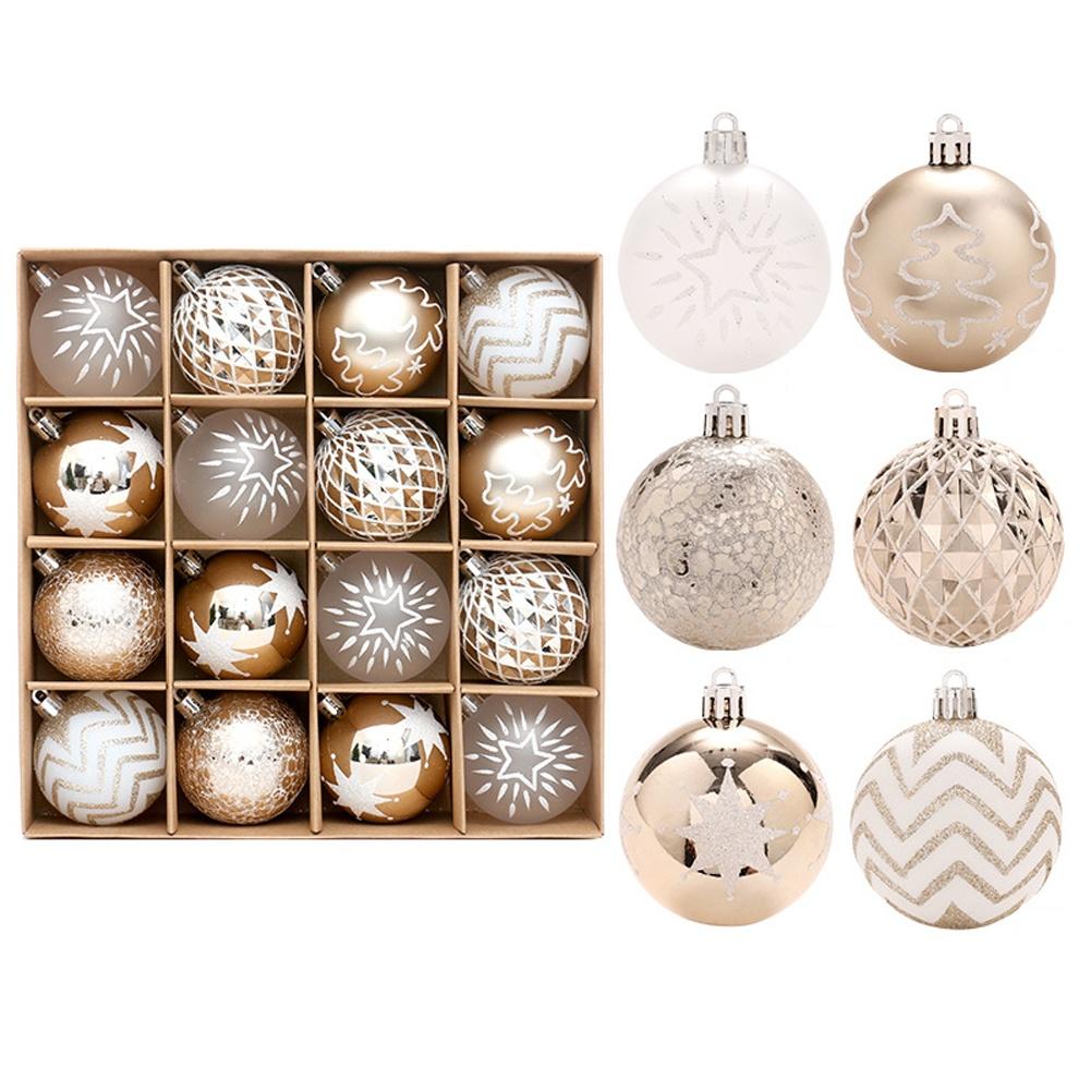 16 Piece For Christmas Ball Ornaments with Glitter Finish for Tree and Seasonal Decorations Plastic Hanging Balls