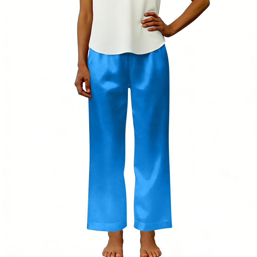 Modische Damen-Freizeithose mit elastischem Bund, Taschen und geradem Bein