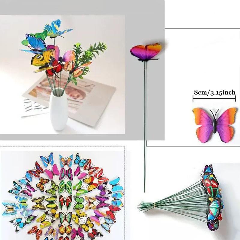 WTEMPO Frühling Sommer Garten Bauernhof Bodendeko Stecker Blumenarrangement Dekorationen 3D Eingesteckter Stab Garten Schmetterlingsgarten Topfpflanzendekorationen