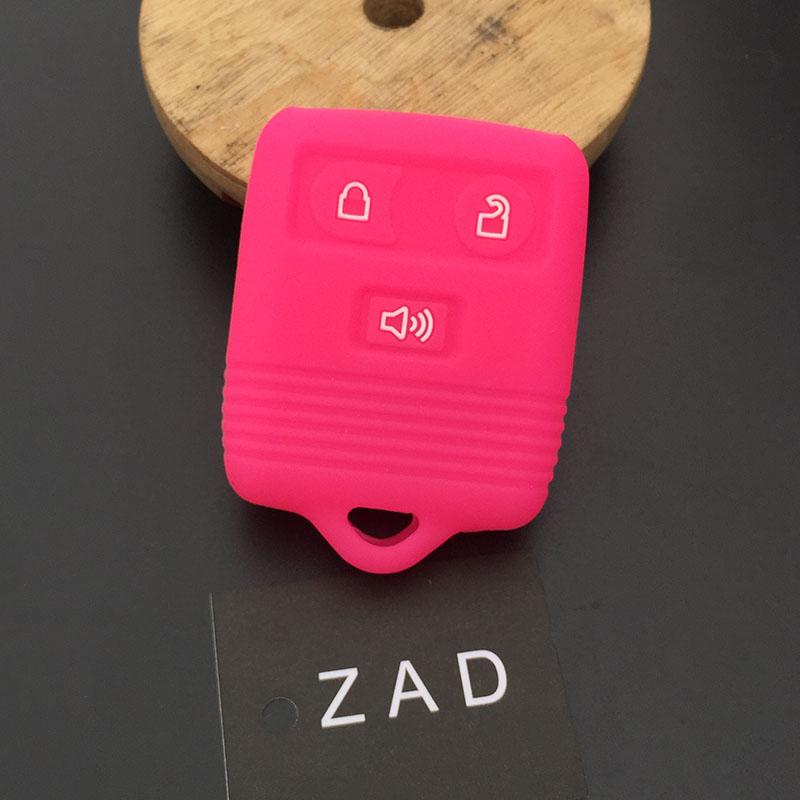 

ZAD 3 Button silicone rubber Car Key Fob Case cover set holder for Ford Escape F 150 Explorer Remote Key Cover Яскраво-рожевий
