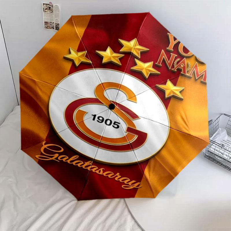 1 PC Automatic Folding Umbrella - Galatasaray S Custom Name Pattern, Portable & Foldable Design with 8 Ribs, Christmas Birthday Gifts