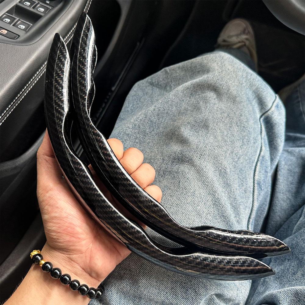 2 Stück Kohlefaser Auto Lenkradbezug Rutschfester Lenkradschutz Staubdicht Waschbar Innenraumzubehör Rund oder D