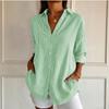 Women's Casual Loose Fit Long Sleeve Striped Shirt with Collar - Blouse Top for Everyday Wear