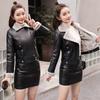 Plush Lapels Faux Faux Leather Jacket for Women Leater Jacket Spring Autumn Slim Fit Cardigan Coat Outerwear Lady Short Jacket