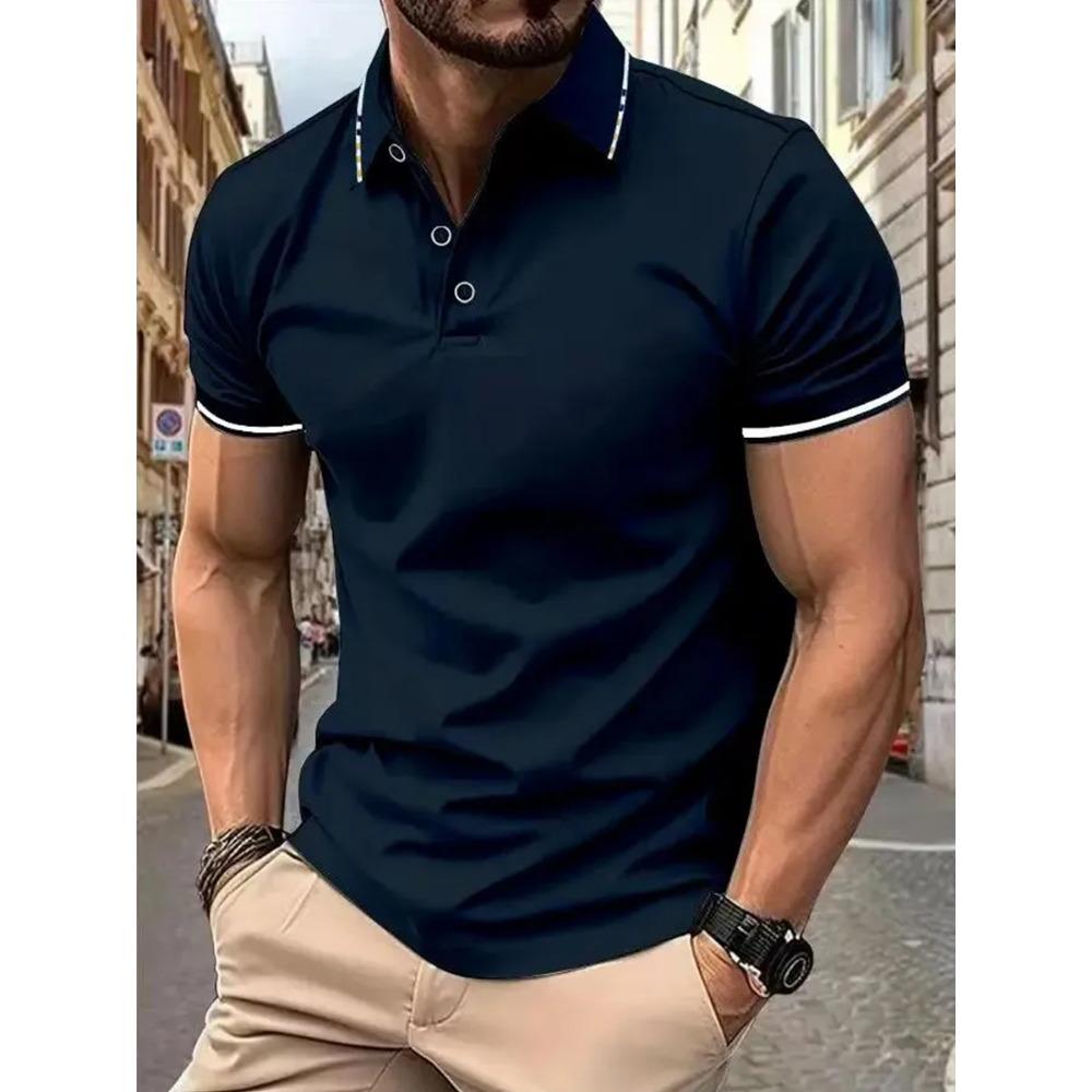 Men Clothes Summer Short Sleeve Fashion Pure Color Polo Shirt Men Buisness Casual Golf Polo Shirt Tops 100% Polyester