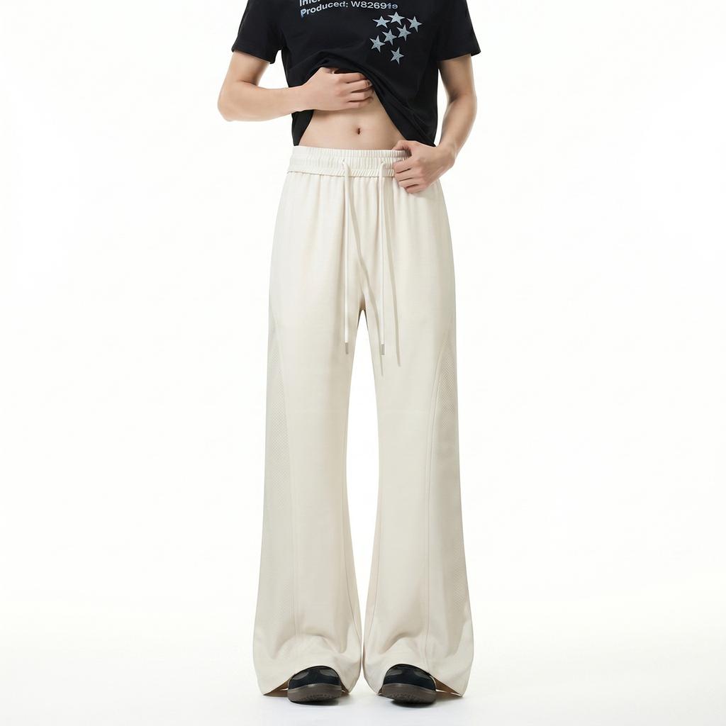 Summer Ice Silk Wide-leg Pants Men's American Miter Mesh Quick-drying Thin Micro-pull Scimitar Casual Floor Pants