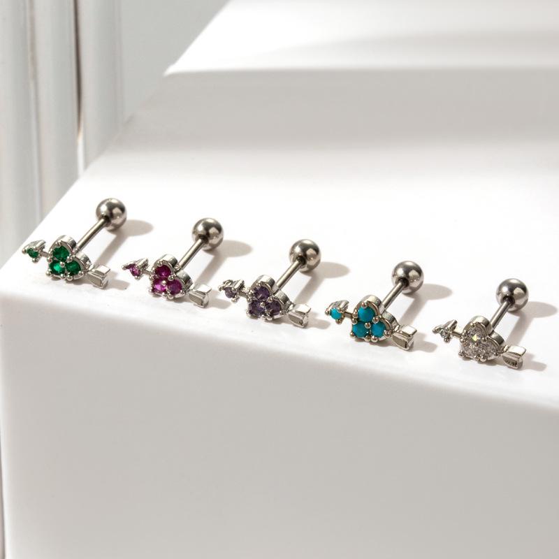 Henson Stainless Steel Zircon Arrow Heart Cartilage Stud