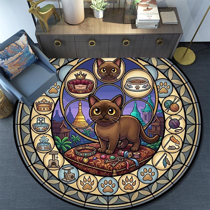 Royal Cats Kingdom Round Area Rug Under Office Chairs Bedroom Living Room Home Decor