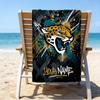 Custom Name Beach Towel Jaguars Team Spirit Beach Towel, Soft Microfiber, Gift for Her/Him, Birthday, for Pool, Beach, Travel, Fan Gifts