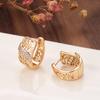 Ouro Rosé 585 Zircônia Joias Brincos Anel Conjunto de Joias de Duas Peças